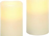 I.GE.A. LED-Kerze LED-Kerzen Flackernd Warmweiß 2er Set Stumpenkerze Deko Valentinstag (2-tlg), Romantische Dekoration Creme Echtwachs romantisch