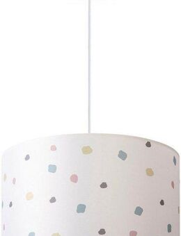 Paco Home Pendelleuchte Hugo Dots, ohne Leuchtmittel, Pendellampe Lampenschirm Rund Stoff Punkte Bunt Textilschirm Retro