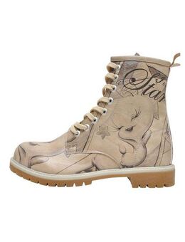 DOGO Wb Longe Boots Schnürstiefel Tweety With Roses Damen Schnürboots Handgefertigt