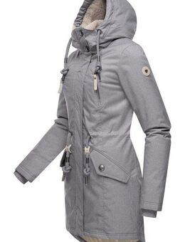 Ragwear Wintermantel Elsie Melange Wasserdichter Winterparka mit Kapuze und Teddyfleece