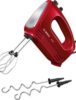BOSCH Handmixer MFQ2420R CleverMixx Knethaken, Rührbesen, Edelstahl, 400 W, spülmaschinenfest, 4 Stufen, Turbostufe, rot