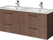 welltime Doppelwaschtisch Trento, verschiedene Ausführungen und Farben, Badmöbel in Breite 120 cm, 2 Doppel-Waschbecken zur Auswahl