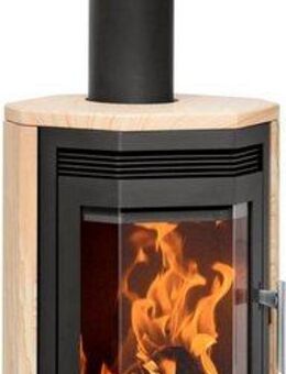 JUSTUS Kaminofen Usedom 5D Sandstein, 5,0 kW, Dauerbrand, prismatische Scheibe, Holzfach