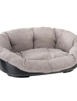 Set aus Ferplast Korb Siesta Deluxe mit Überzug Sofà Tweed beige - Größe 8: L 82 x B 59,5 x H 25 cm