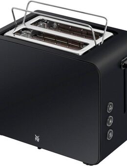 WMF Toaster Stelio Deep Black, 2 kurze Schlitze, 900 W, 7 Bräunungsstufen, Cromargan, Brotzentrierung, Brötchenwärmer, 900 W