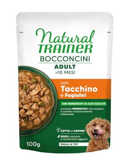 Natural Trainer Bocconcini Adult Small & Toy Häppchen in Sauce - Sparpaket: 48 x 100 g Pute