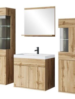 INOSIGN Badmöbel-Set Kenia, (Set, 5-St), Modernes Badmöbel-Set mit viel Stauraum und Glaseinsatz