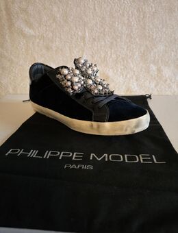 Philippe Model Paris Damen Perle Dekoriert Sneaker Gr. 41 Neu Velour Pearl Blau - Geseke