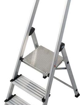 KRAUSE Stehleiter Safety Plusline, Aluminium, 3 Stufen, Arbeitshöhe ca. 265 cm