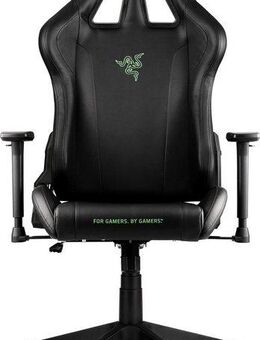 RAZER Gaming-Stuhl Tarok Essentials by Zen, PU Kunstleder, 3D-Armlehnen, Lendenkissen und Kopfkissen, bis 130kg, Schwarz