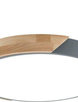 näve LED Deckenleuchte Borneo, LED fest integriert, Warmweiß, rund, LED, Rand teils grau/teils Eichenholz, Lichtfarbe warmweiß