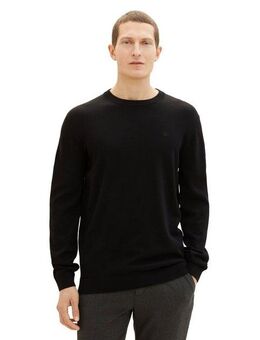 TOM TAILOR Rundhalspullover mit Logostickerei