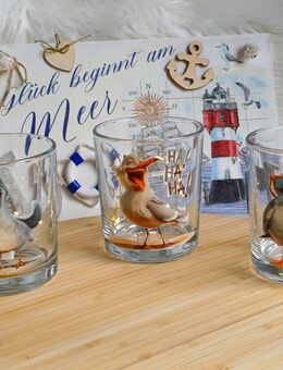 Glas Windlicht lustige Möwe maritime Deko - Rheinbach