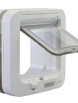 SureFlap Katzenklappe mit Chip - Set: Klappe (weiß) + RFID-Halsbandanhänger (2 Stück)