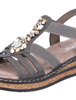 Rieker Riemchensandale, Sommerschuh, Sandalette, Keilabsatz, mit Schmucksteinen besetzt