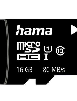 Hama microSD Karte, Memory Fast, + Adapter/Mobile, Class 10 UHS-I Speicherkarte (16 GB, UHS-I Class 10, 80 MB/s Lesegeschwindigkeit)