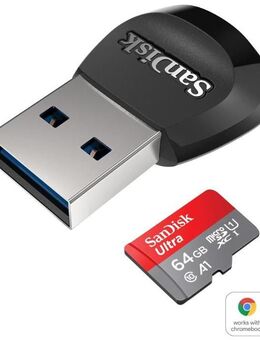 Speicherkartenleser MicroSD Laufwerk, USB 3.0 Typ A, SanDisk Ultra MicroSDXC 64GB mit einer Datenübertragung von bis zu 120MB/s, inklusive SD Adapter - Fürth
