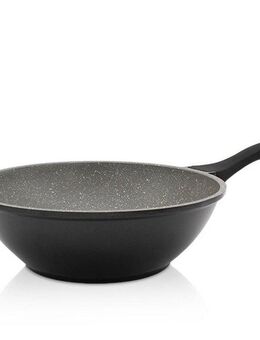 Krüger Wok Aluguss Wokpfanne Barcelona, 30 cm, Aluminiumguss (1-tlg), für Induktions-Kochfelder geeignet