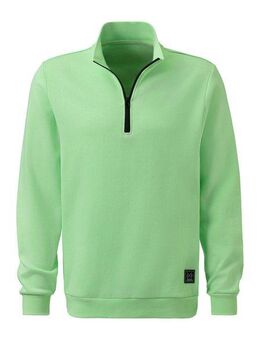 John Devin Sweatshirt Troyer mit schwarzem Reißverschluss am Kragen, aus Baumwoll-Mix