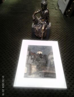 Edgar Schreiber datiert .1997 " Flein Dorfidyle mit der Martinskirche " - Sternenfels