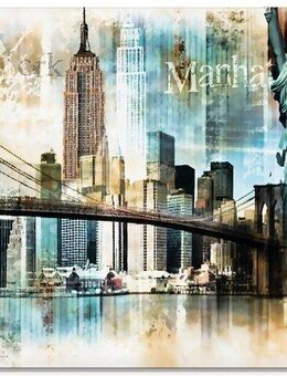 Artland Glasbild New York Skyline Abstrakte Collage II, Amerika (1 St), in verschiedenen Größen