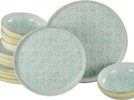 CreaTable Teller-Set Uno Emiliana, Tellerset 12-tlg (12-tlg), 4 Personen, Steinzeug, Shabby Look, Vintage Style