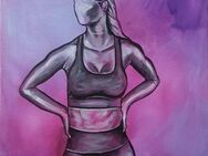 Frauen Fitness Muskulatur auf Leinwand Original gemalt mit Acryl Siegerpose - Mainz