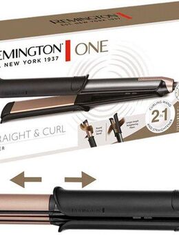 Remington Glätteisen S6077 ONE Straight & Curl Styler, 2in1 Styler,Glätt-/Lockenmodus mit zuschaltbarer beheizter Außenfläche