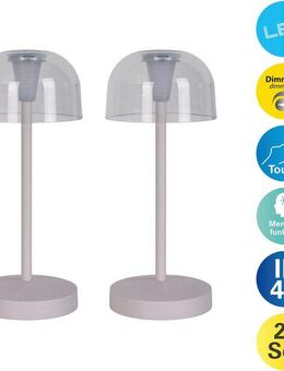näve LED Tischleuchte Gomba 18,5 cm, Dimmfunktion, LED fest integriert, Warmweiß, 2er Set, aufladbar, USB Kabel, Memoryfunktion, stufenlos dimmbar