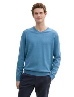 TOM TAILOR V-Ausschnitt-Pullover mit kleiner Logo-Stickerei
