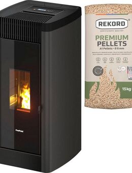 Freepoint Pelletofen Steel 9 Metall anthrazit, 9,5 kW, Zeitbrand, Integriertes Wi-Fi, AIRTIGHT Dichtes Verbrennungsraum