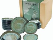 CreaTable Teller-Set Nordic Fjord (18-tlg), 6 Personen, Steinzeug, je 6 Speiseteller 26 cm, Suppenteller 22,5 cm, Dessertteller 19,5 cm