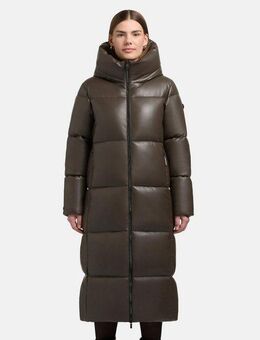 khujo Steppmantel Destiny Langer gesteppter Damen Mantel in Lederoptik