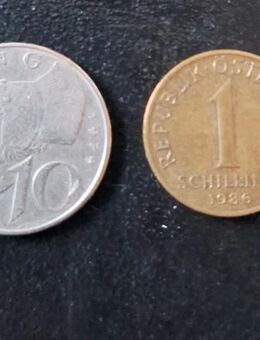 Münzen Österreich Schilling 2 Stück 10 Schilling 1979 und 1 Schilling 1986 - Essen