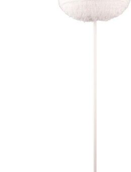 Reality Leuchten Stehlampe FURRY, Stehleuchte m.Plüsch Lampenschirm Höhe 154cm Ø 50cm Fußschalter, Ein-/Ausschalter, Leuchtmittel wechselbar, warmweiß - kaltweiß, exkl 1xE27 max 10W, weiße Plüsch Stehlampe Schlafzimmer Wohnzimmer