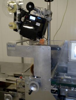 Pilze Gemüse Beeren Etikettiersystem auf Omori Foliermaschine mit Sato DT 200dpi Drucksystem , mehr als 100x verkauft - Eberbach