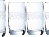 Luminarc Longdrinkglas Trinkglas Paradisio, Glas, Gläser Set, Wasserglas mit Pantographie-Optik, 4-tlg., Made in Europe