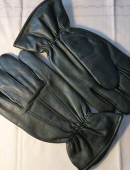 Handschuhe Leder. Längere Lederhandschuhe, feiner Gummizug am Handgelenk. Gr 10-10,5 /L-XL Hochwertiges & strapazierbares LEDER, schwarz. Nähte, Einfassungen TOP verarbeitet. Handschuhe mit kleiner Stulpe, "wenn's kälter ist". - Bad Oeynhausen