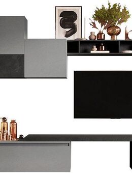 INOSIGN Wohnwand Infinity, 6tlg. Breite 262 cm, Höhe variabel, Schrankwand, Anbauwand, (6-St), (Lowboard, T-Boden, Hängeschrank, 2x Hängewürfel, Wandregal)