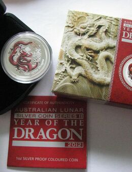 Perth Mint Australien 2012 Lunar II Drache rot 1 oz Silber 2012 pp - Hamburg