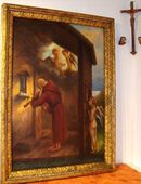 Antik Ölgemälde 1930 Georg Deinhart Kirche Kapelle Mönch Putto Engel Altar Geige in 90459