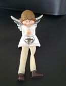 Schutzengel Hochzeit Taufe Kommunion Engel Geschenk Keramik, weiß und Stoffbeine in 45259