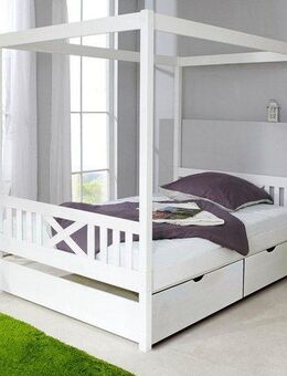 Ticaa Himmelbett Lino, Himmelbett, inkl. Schubkasten und Rollrost