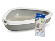 Savic Rincon Ecktoilette mit Rand - Starterset: Toilette grau/weiß + 12 Bag it up