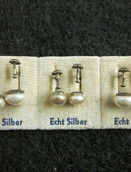 Antike Ohrstecker -Echt Silber mit Perlmuttkugeln -Ur-Alt- n 4- - Mahlberg