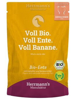 Sparpaket Herrmann's Selection / Bio-Selection 40 x 100 g - Bio-Ente mit Bio-Kartoffeln & Bio-Bananenchips