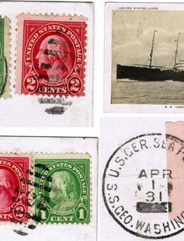 S.S. George Washington, die drei wertvollsten Postkarten der Welt T106, T106a, T106b. - Sinsheim