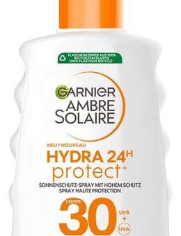 GARNIER After Sun-Spray Garnier Hydra Protect+ 24h LSF 30, Beugt sonnenbedingte Hautalterung vor, wasserfest, zieht schnell ein.