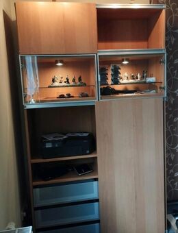 Holz-Schrank mit Vitrine und Beleuchtung - Meißen