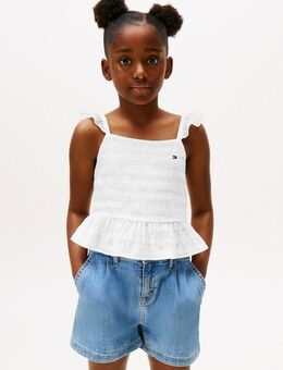 Tommy Hilfiger Trägertop TEXTURED COTTON TOP SLVLS mit Stickerei, mit Rüschen